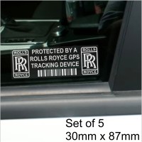 5 x Rolls Royce GPS Tracking Device Security WINDOW Stickers 87x30mm-Phantom,Wraith,Ghost-Car,Van Alarm Tracker